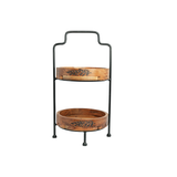 Yellow Marigold Masai 2 Tier Charlie – elegant two-tier metal stand with handcrafted detailing for modern dining and home décor