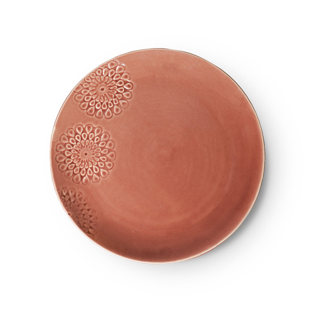 Yellow Marigold Dinner Plate Set of 4 – Wild Rose Cherry Red handcrafted ceramic dinner plates in vibrant red glaze