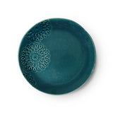 Yellow Marigold wild rose pine green dinner plate set of 2 – handcrafted ceramic dinnerware