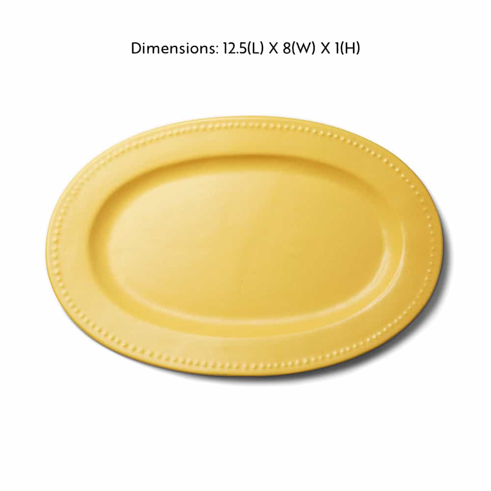 Yellow Marigold oval ceramic platter Sunflower Collection – bold sunflower design, versatile oval shape for snacks, mains and desserts