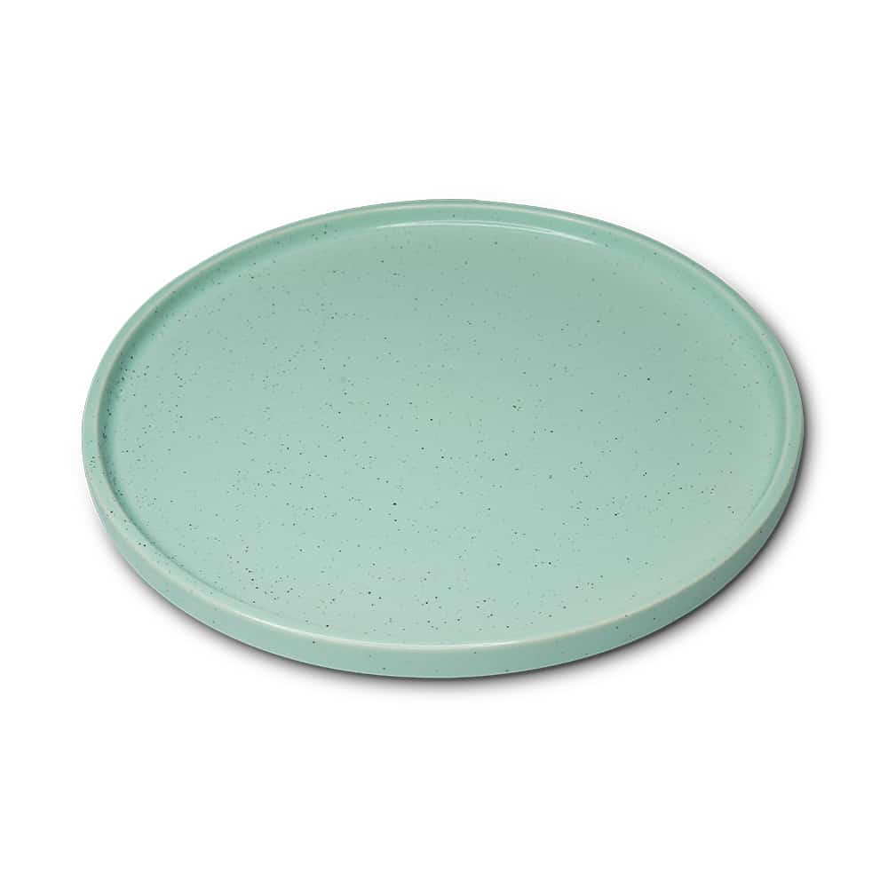 Yellow Marigold Shibui Dinner Plate – Pastel Green (Set of 4), handcrafted ceramic dinner plates in soft pastel green for elegant dining.