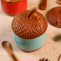 Acorn Jar handcrafted in Solid Wood