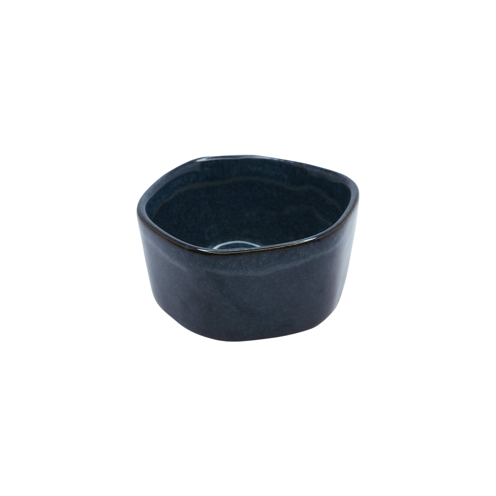Yellow Marigold Warp Sweet Bowl Night Blue (Set of 6) – elegant organic-shaped porcelain katoris in rich midnight-blue finish, ideal for stylish dining.