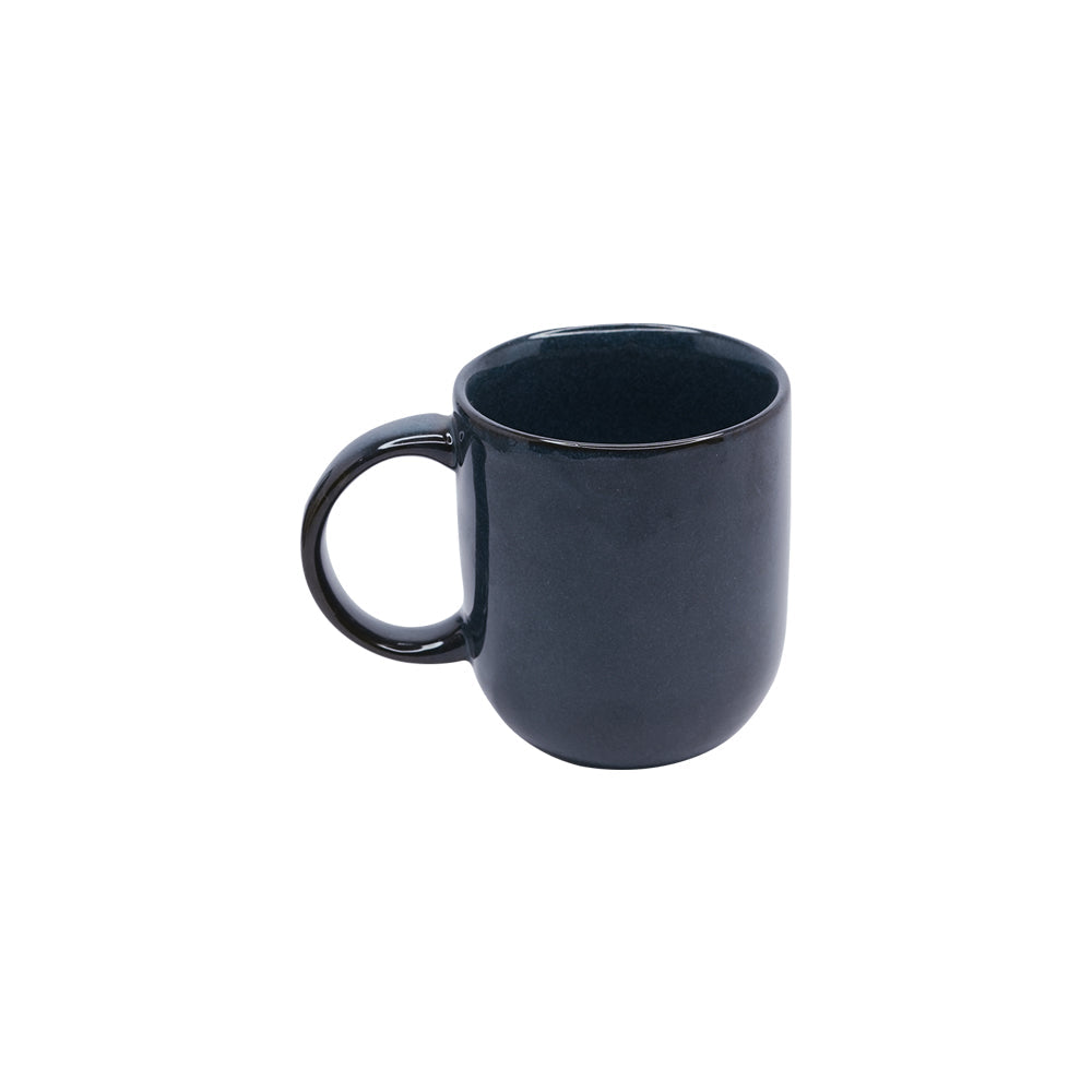 Yellow Marigold Night Blue 210 ml coupe mug set of 6, Warp collection — handcrafted premium porcelain in bold blue glaze for stylish drinkware.
