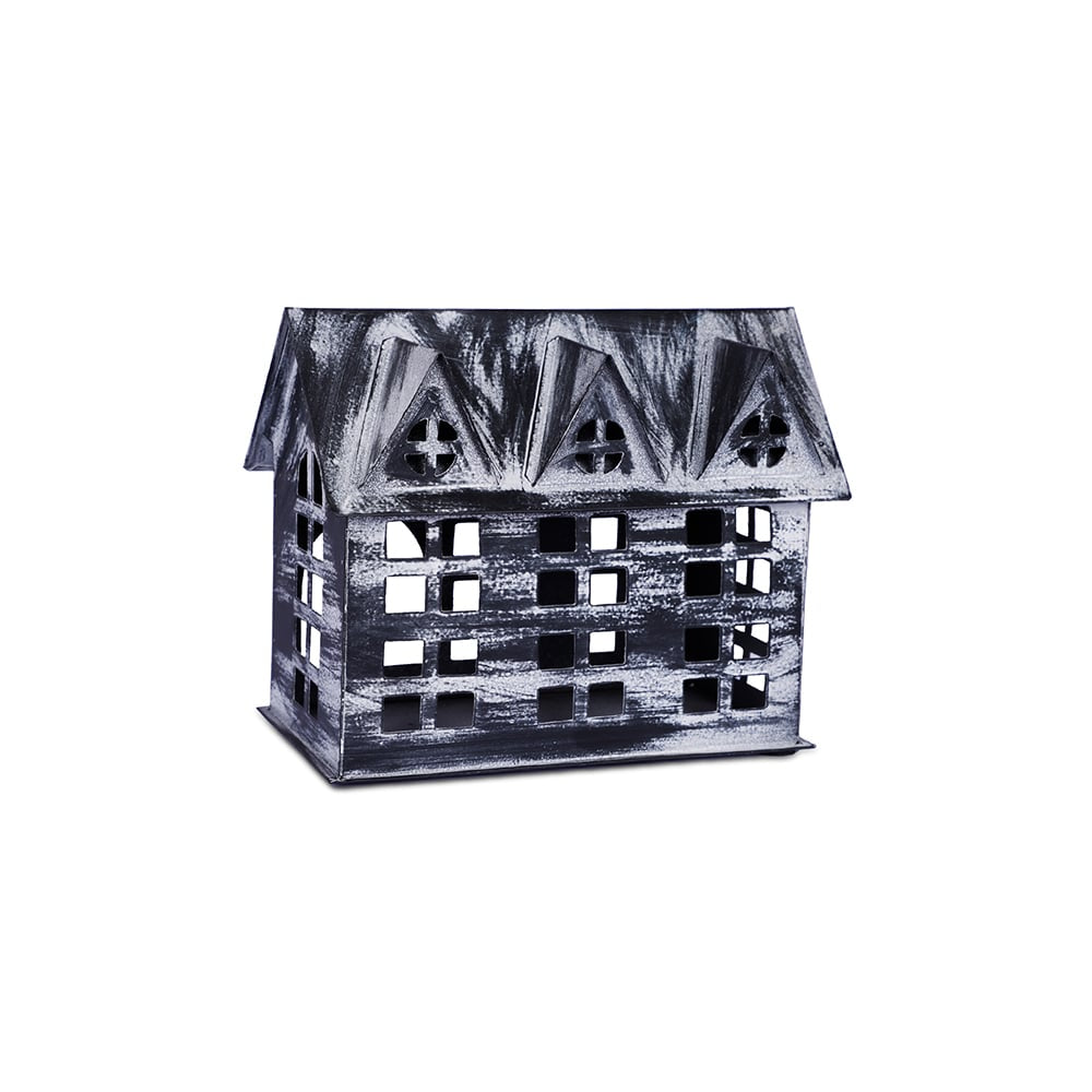 Yellow Marigold Christmas Cottage metal tealight house, elegantly packaged or styled — ideal as a Christmas gift or festive home décor accent