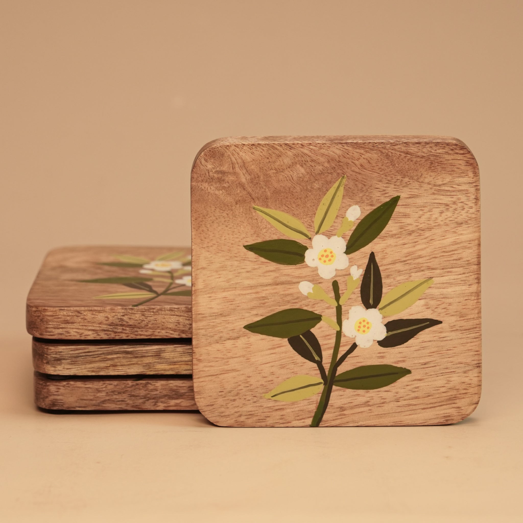 Coasters - Handpainted Tea Tree Flower I Wood