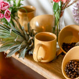 Yellow Marigold Coupe Mug 210 ml Sand Yellow – Desert Sky collection, set of 4/6 handcrafted fine-porcelain mugs in warm sand-yellow glaze.