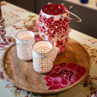 Distressed Metal Hanging Lantern - Rustic Candle Holder