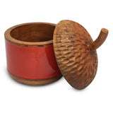 Yellow Marigold Acorn Jar Handcrafted in Solid Wood – beautifully handcrafted acorn-shaped wooden jar, perfect eco-friendly gift for festive and home occasions.