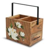 Yellow Marigold eco-friendly Handpainted Caddy Sweet Magnolias – sustainable mango wood caddy handpainted by skilled artisans.