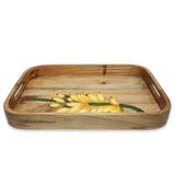 Yellow Marigold Handpainted Rectangular Tray Banana Bunch – beautifully handcrafted wooden tray, perfect eco-friendly gift for festive or housewarming occasions.