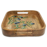 Yellow Marigold Hand-painted Square Tray Black Olives – beautifully handcrafted serveware tray, perfect for thoughtful gifting and stylish entertaining.