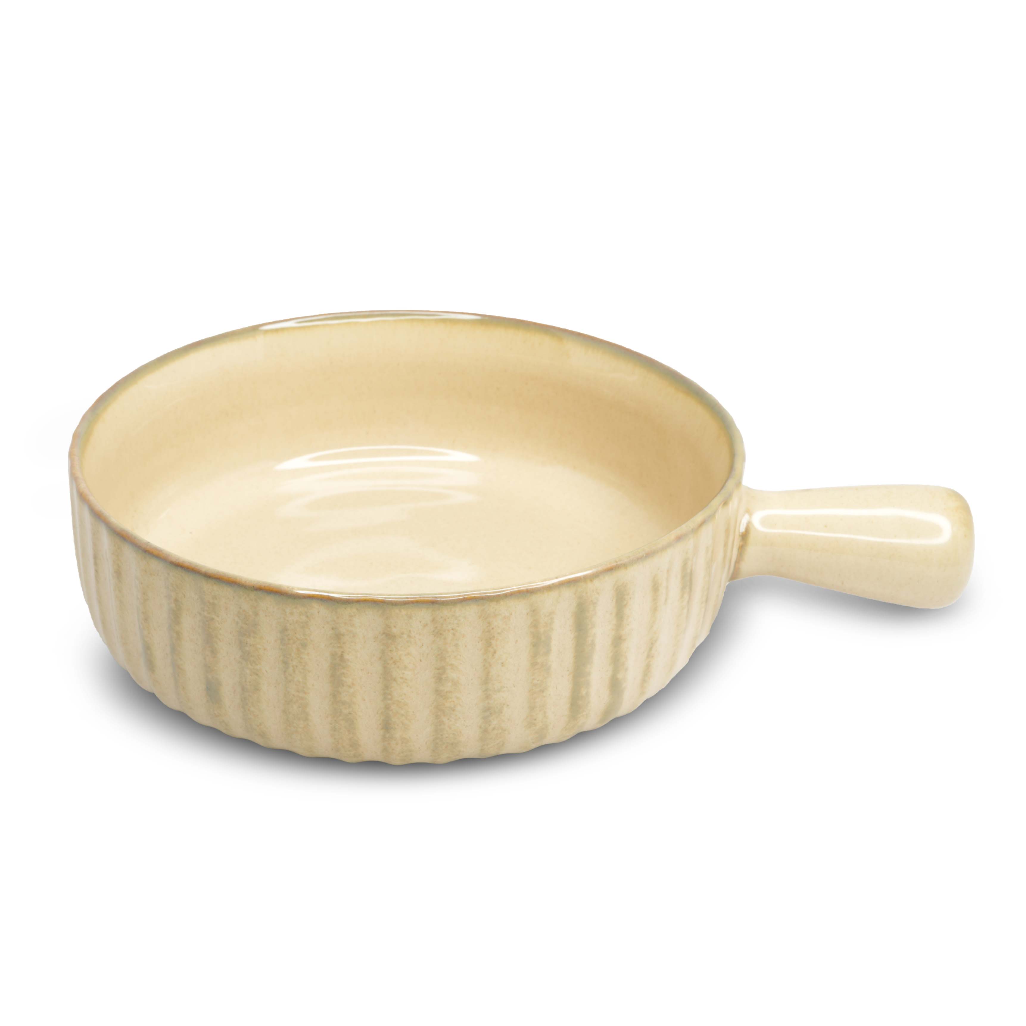 Close-up of Yellow Marigold Jammies Pot Pie Pan – Moon White Warp, showcasing artisanal hand-thrown craftsmanship and smooth ceramic glaze.