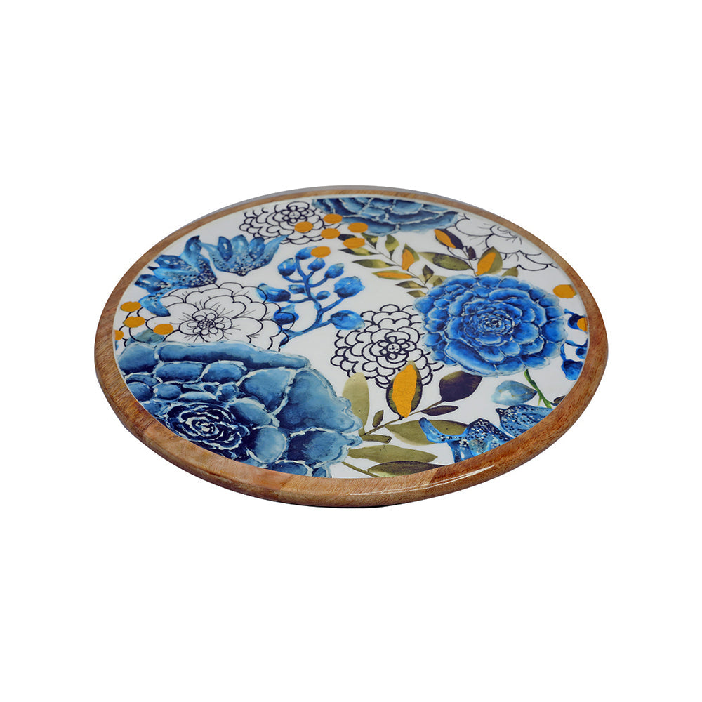 Yellow Marigold handcrafted Wooden Lazy Susan – artisan-made round turntable showcasing smooth wood grain and fine craftsmanship.