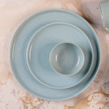 Yellow Marigold Desert Sky sweet bowl set of six, fine porcelain sky-blue glaze, ideal for everyday dining and festive spreads.