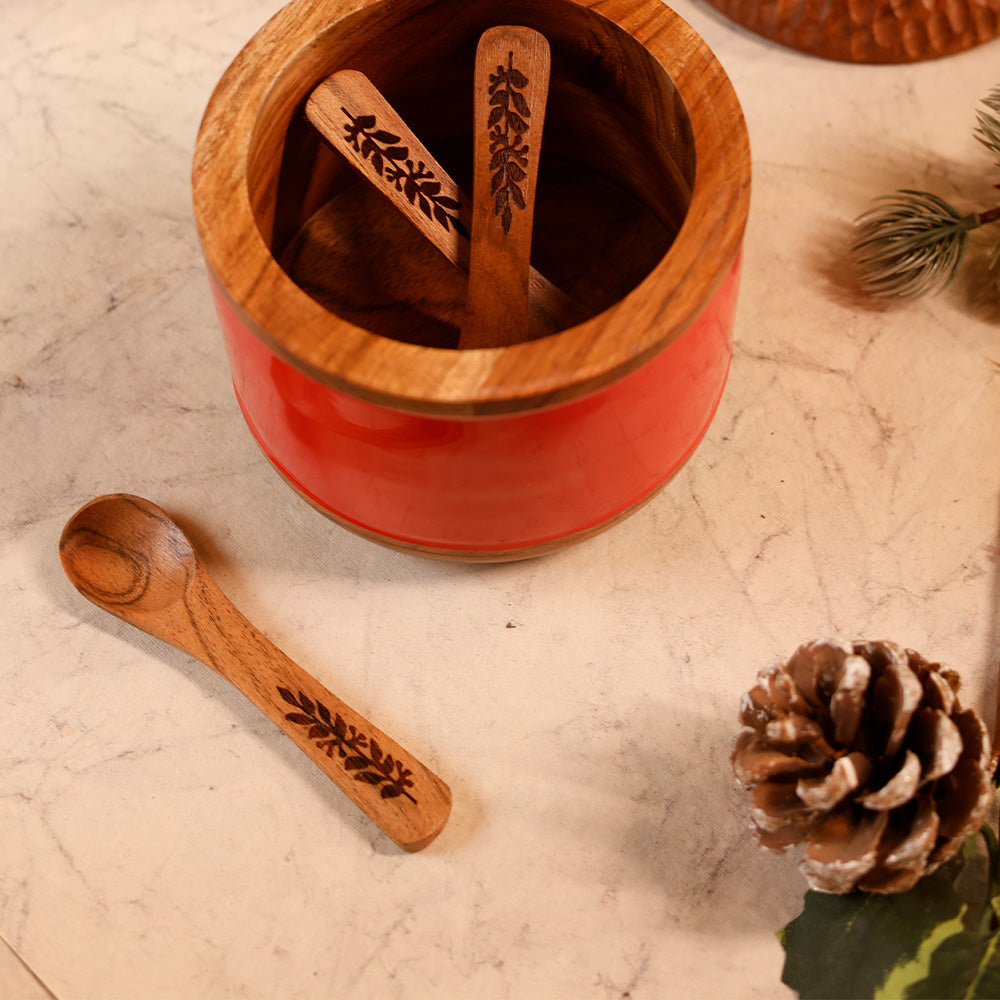 Yellow Marigold Masai Dip Spoon Set – beautifully styled 4-piece serveware for modern dining and entertaining tablescapes.