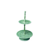 Yellow Marigold Metal 2-Tier (Small), elegant handcrafted two-tier metal serving stand for desserts, snacks, or festive table displays. Perfect for high tea serving.