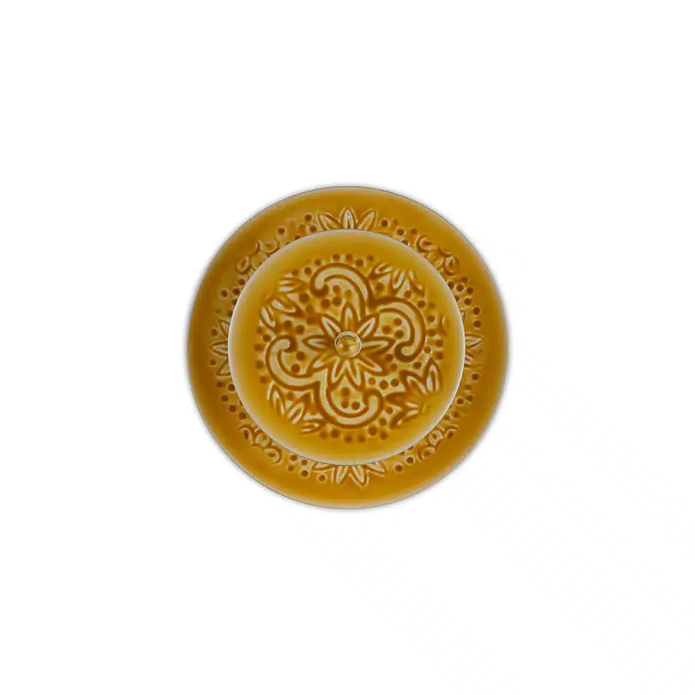 Top View of Mustard color Metal 2 tier for high tea, snacks or decoration. 
