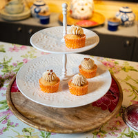 Metal 2-Tier Stand | Yellow Marigold – White