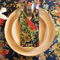 Eternal Rose Navy Cotton - Table Napkins - Set of 6