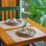 Apple Blossom - Periwinkle - Cotton Placemats – Set of 6