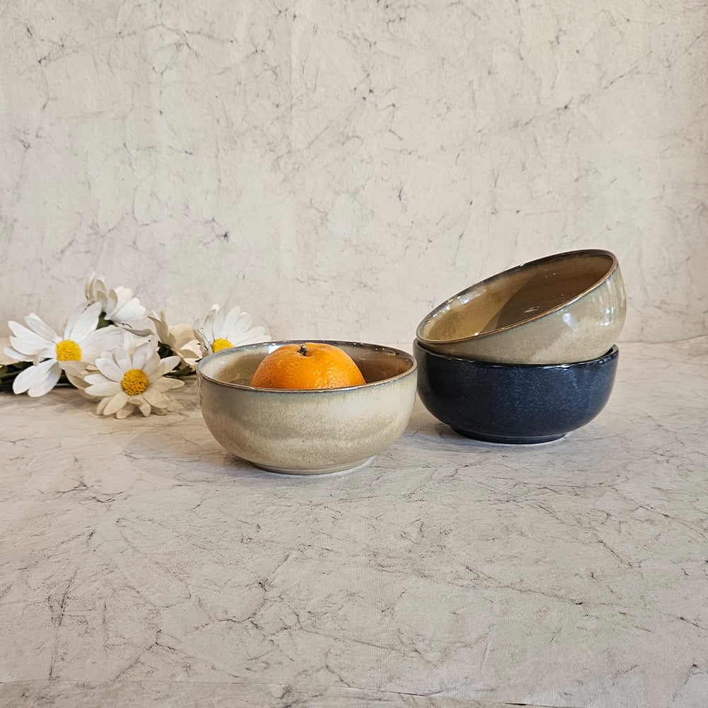 Yellow Marigold Serving Bowl – Moon White Warp, artisan-made bowl emphasizing handmade quality and smooth ceramic surface.
