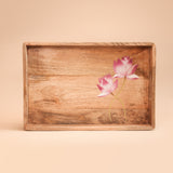 Rectangle Tray - Handpainted Pink Lotus I Wood