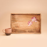 Rectangle Tray - Handpainted Pink Lotus I Wood