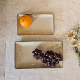 Lifestyle shot of Yellow Marigold Rectangular Platter – Moon White Warp, adding minimalist elegance to everyday dining.