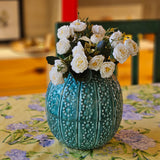Yellow Marigold Dotted Enamel Metal Vase – handcrafted designer vase with black and white dotted pattern for modern home décor.