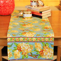 Cotton Table Runner - Valley of Flowers Mist