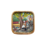 Yellow Marigold eco-friendly Wooden Square Tray – Kanak Chowk collection, sustainably handcrafted serveware made from natural solid wood.