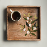 Square Tray - Handpainted Tea Tree Flower I Wood