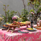 Yellow Marigold Wooden Table Tray in rich natural wood grain finish, perfect for elegant serving and décor.