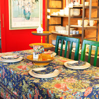 Eternal Rose Navy Blue Cotton Table Cloth