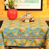 Cotton Table Cover - Valley of Flowers - Mist