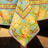Yellow Marigold eco-friendly Valley of Flowers Mist table cover — sustainable floral table cover for conscious home décor