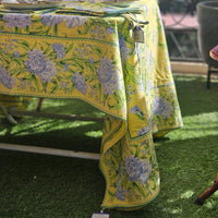 Sacha Yellow Floral Cotton Table Cover - 100% Cotton