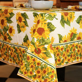 Sunflower floral cotton table cover in yellow by Yellow Marigold