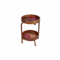 Wooden 2-Tier Alpenrose Mango Wood Serveware | Handcrafted Snack & Dessert Stand