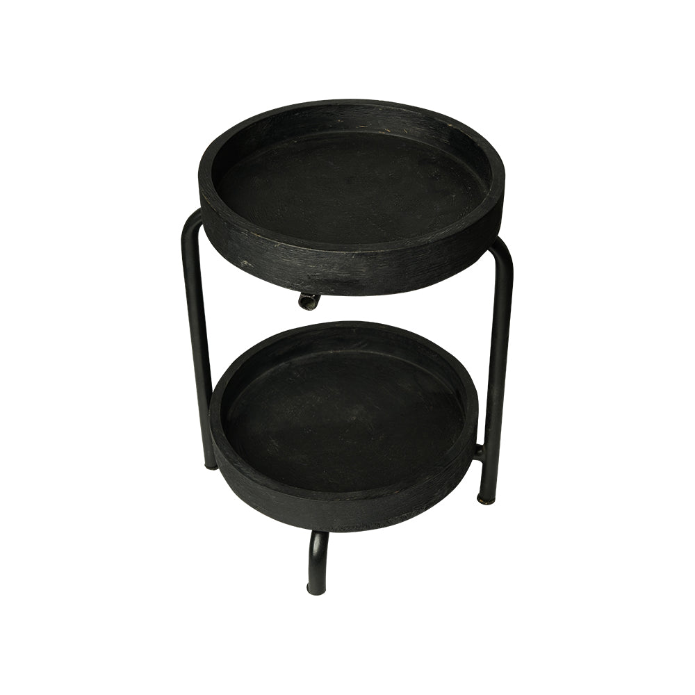 Black two-tiered Charlie in wood