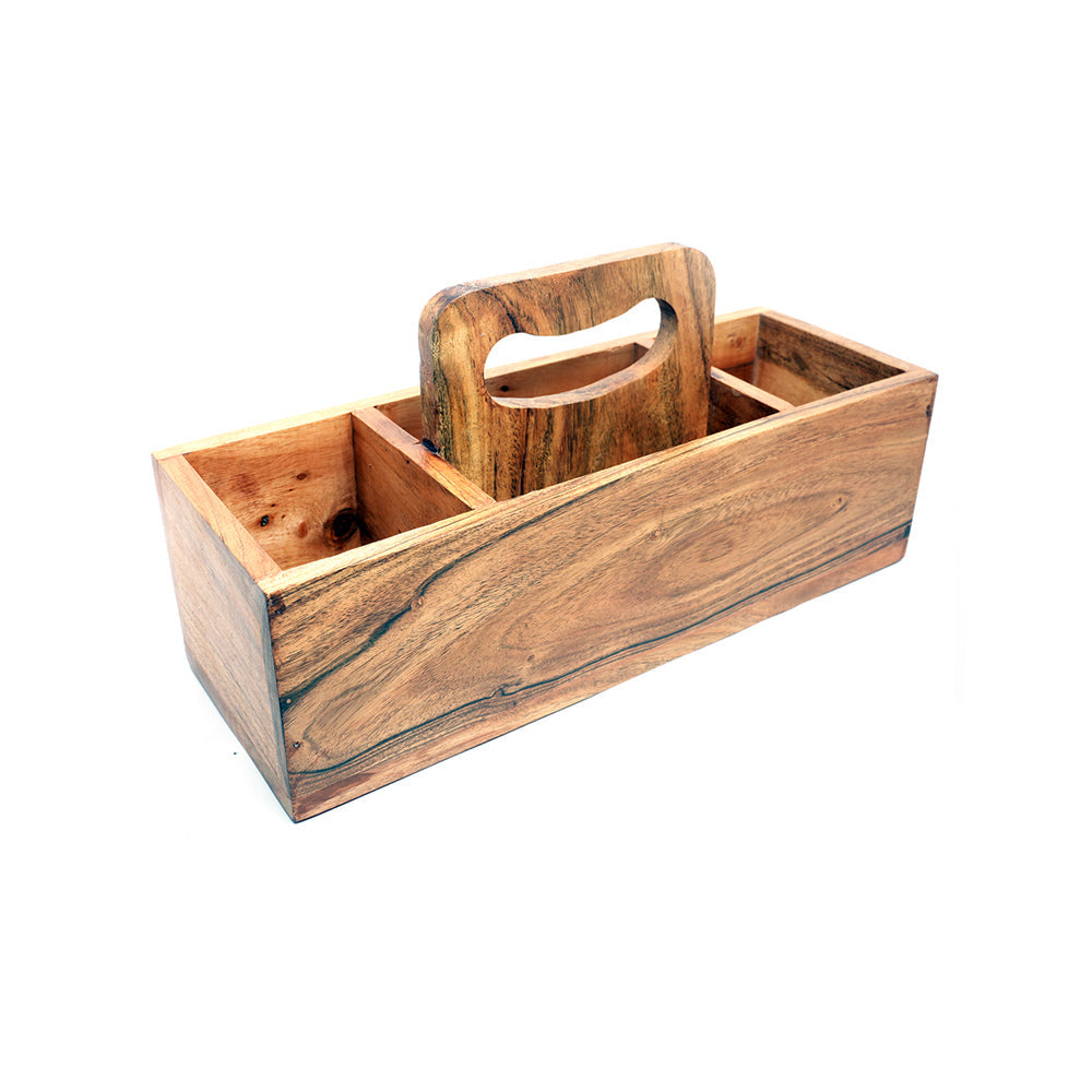 Yellow Marigold Woodsie Caddy with Wood Handle – artisan-crafted wooden caddy with smooth hand-finished details for timeless elegance.