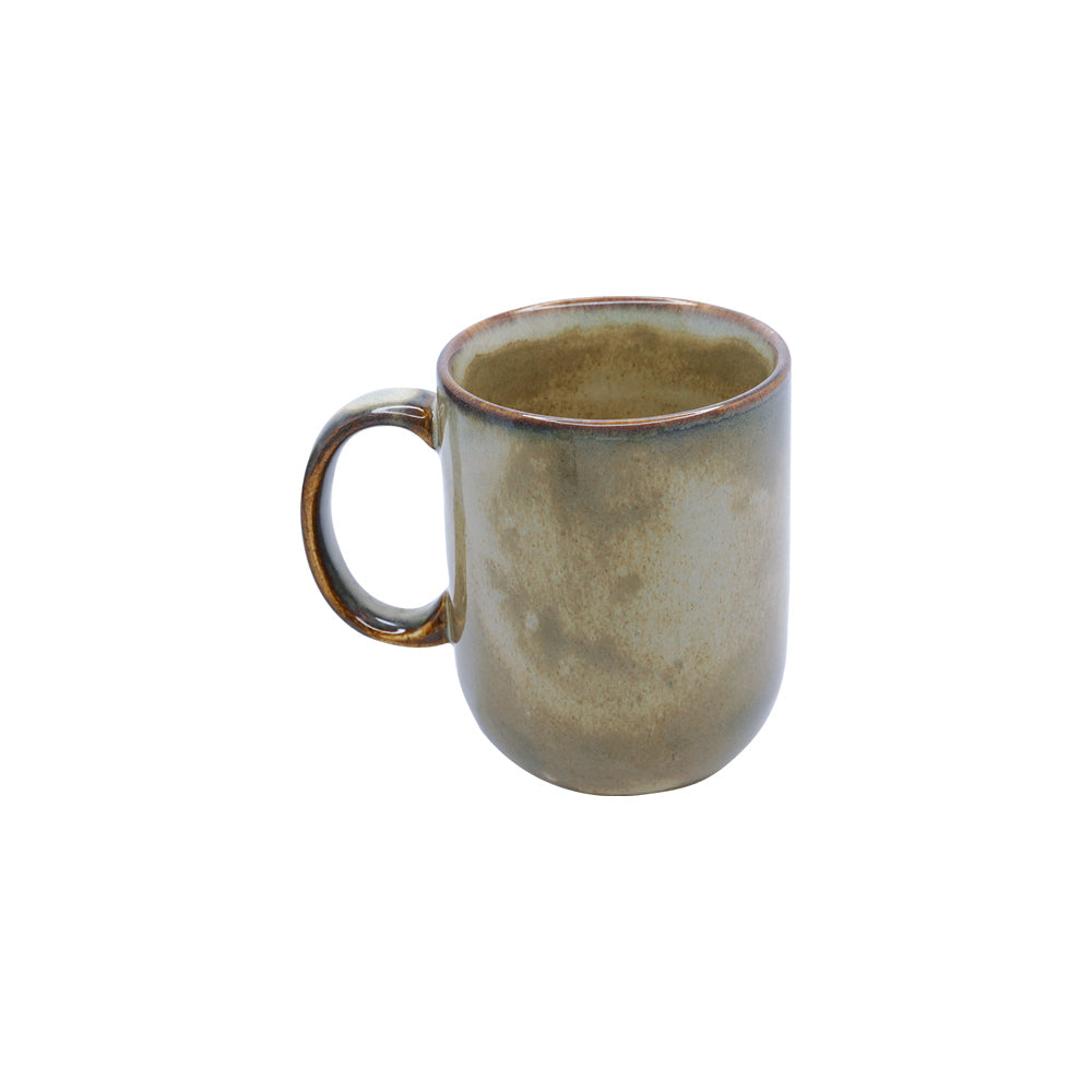 Close-up of Yellow Marigold Moon White coupe-mug showing artisan-crafted porcelain finish and subtle glaze texture in the Warp collection.
