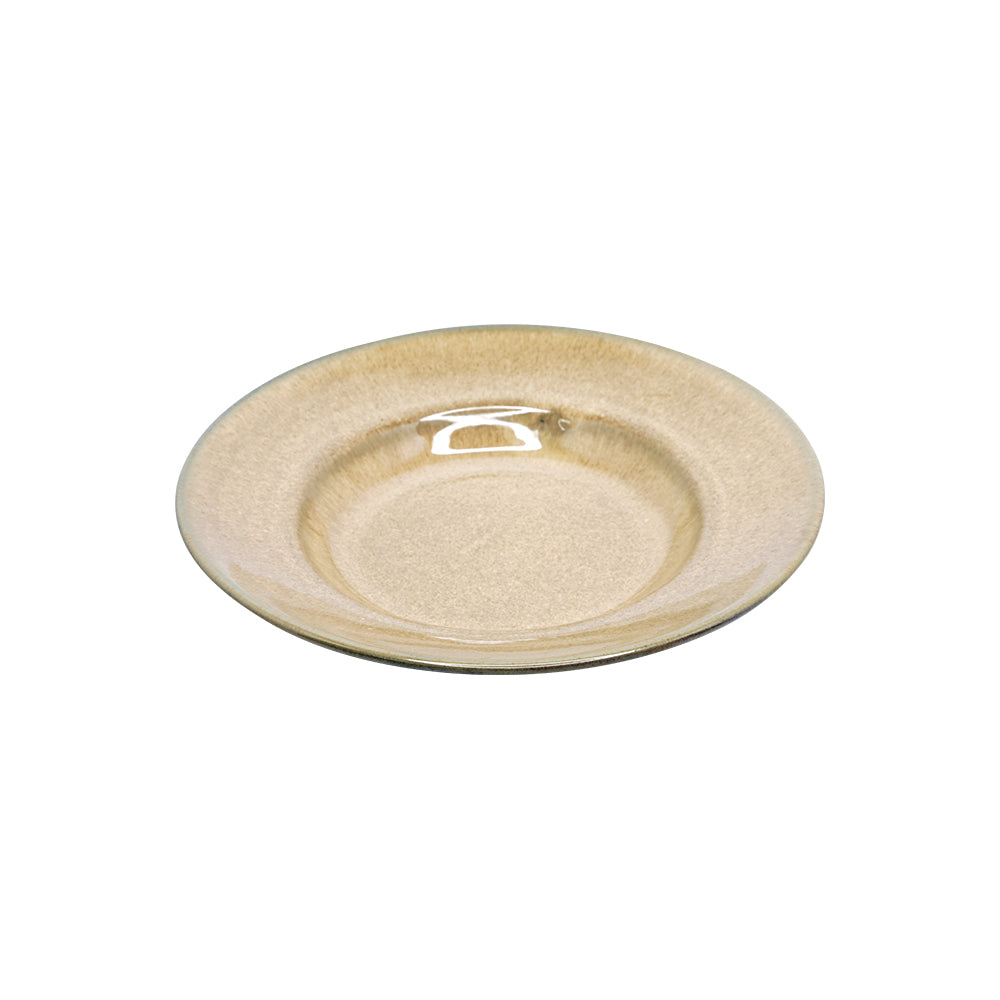 Yellow Marigold Warp Moon White pasta plate (10.5″) set of 4 — minimalist white porcelain serve-ware ideal for stylish meals and entertaining.