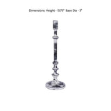 Decorative candle holder with dimensions on a white background