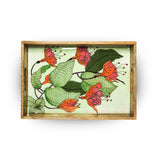 Yellow Marigold Wooden Tray – Lady’s Eardrops, hand-painted mango-wood serving tray with enamel finish and floral artwork