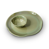 Yellow Marigold Oyster Platter & Rocky Bowl set – handcrafted ceramic serve‑ware with nature‑inspired texture