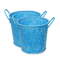 Handcrafted Flower Pots Set of 2 – Metal Planters with Ceramic Finish