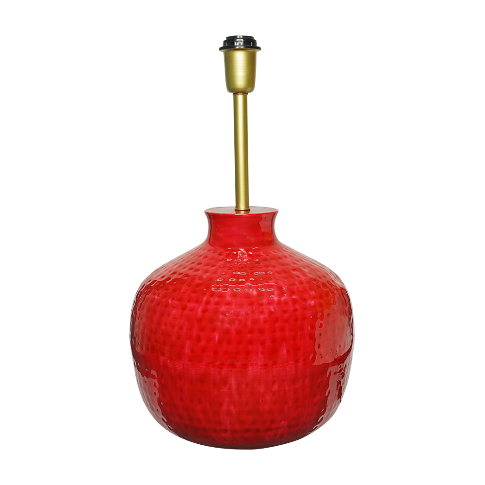 Yellow Marigold Red DOKI DOKI lamp – handcrafted metal base with ceramic finish, bold red accent lighting piece for modern décor.