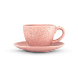 Yellow Marigold Wild Rose cup & saucer set of 2 – pastel pink handcrafted ceramic tea set